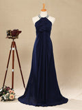 Sheath/Column Jewel Neck Floor Length Prom Formal Evening Dress with Beading