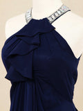 Sheath/Column Jewel Neck Floor Length Prom Formal Evening Dress with Beading