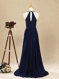 Sheath/Column Jewel Neck Floor Length Prom Formal Evening Dress with Beading
