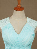 A-Line V-neck Floor Length Chiffon Formal Evening Dress