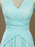 A-Line V-neck Floor Length Chiffon Formal Evening Dress