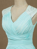 A-Line V-neck Floor Length Chiffon Formal Evening Dress