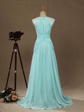 A-Line V-neck Floor Length Chiffon Formal Evening Dress