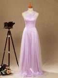 Sheath / Column V-neck Floor Length Tulle Bridesmaid Dress with Criss Cross Ruching