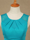 Long Chiffon Bridesmaid Dress with Jewel Neck A-line Sleeveless Double Lace Straps