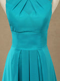 Long Chiffon Bridesmaid Dress with Jewel Neck A-line Sleeveless Double Lace Straps