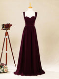 A-Line Straps Floor Length Chiffon Bridesmaid Dress