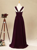 A-Line Straps Floor Length Chiffon Bridesmaid Dress