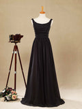 A-Line Scoop Neck Floor Length Chiffon Bridesmaid Dress