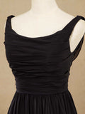 A-Line Scoop Neck Floor Length Chiffon Bridesmaid Dress