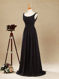 A-Line Scoop Neck Floor Length Chiffon Bridesmaid Dress