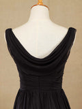 A-Line Scoop Neck Floor Length Chiffon Bridesmaid Dress