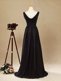 A-Line Scoop Neck Floor Length Chiffon Bridesmaid Dress