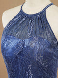 Sheath/Column Lace Floor Length Bridesmaid dresses Jewel Halter Neck