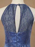 Sheath/Column Lace Floor Length Bridesmaid dresses Jewel Halter Neck