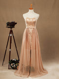 Sheath / Column Strapless Cocktail Party Prom Dress Short Lace match Long Chiffon Flap
