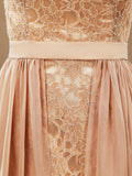 Sheath / Column Strapless Cocktail Party Prom Dress Short Lace match Long Chiffon Flap