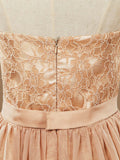 Sheath / Column Strapless Cocktail Party Prom Dress Short Lace match Long Chiffon Flap