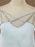 Sheath / Column Spaghetti Straps Floor Length Chiffon Formal Evening Dress with Beading