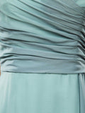 A-Line Long Chiffon Bridesmaid Dresses Dusty Blue Straps V-neck