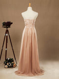 A-line Floor Length Chiffon match Lace Bridesmaid Dresses Sweetheart Strapless