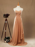 Floor Length Chiffon Bridesmaid Dresses Sweetheart Strapless With Criss Cross Ruching Pleats