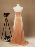 Floor Length Chiffon Bridesmaid Dresses Sweetheart Strapless With Criss Cross Ruching Pleats