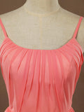 A-Line Scoop Neck Spaghetti Straps Floor Length Chiffon Bridesmaid Dress