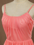 A-Line Scoop Neck Spaghetti Straps Floor Length Chiffon Bridesmaid Dress