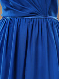 Floor Length A-Line Spaghetti Straps Chiffon Bridesmaid Dress with Ruching Pleats
