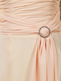 Sheath / Column Tea Length Chiffon Bridesmaid Dress with Long See Through Sleeves