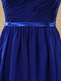 Tea Length A-Line V-neck Chiffon Bridesmaid Dress with Sash