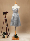 Silver Sweetheart Sequin  A-line Bridesmaid dress