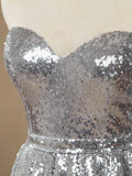 Silver Sweetheart Sequin  A-line Bridesmaid dress
