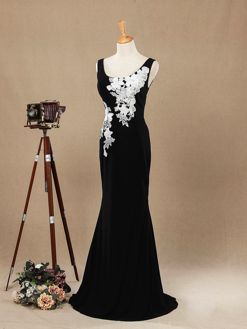 Mermaid / Trumpet Scoop Neck Straps Chiffon Floor Length Evening Dress