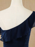 Mermaid / Trumpet One Shoulder Floor-length Chiffon Prom Formal Evening Dress