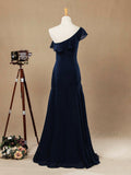 Mermaid / Trumpet One Shoulder Floor-length Chiffon Prom Formal Evening Dress