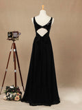 A-Line V-neck Floor Length Chiffon match Sequins Bridesmaid Dress