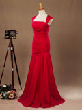 Mermaid / Trumpet Straps Formal Floor Length Chiffon Evening Dress with Ruching