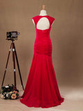 Mermaid / Trumpet Straps Formal Floor Length Chiffon Evening Dress with Ruching