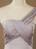 Sheath / Column One Shoulder Floor Length Chiffon Bridesmaid Dress with Criss Cross Ruching