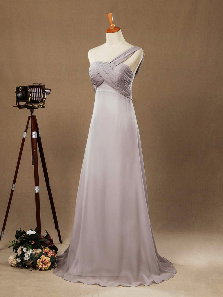 Sheath / Column One Shoulder Floor Length Chiffon Bridesmaid Dress dressblee Sheath / Column One Shoulder Floor Length Chiffon Bridesmaid Dress dressblee