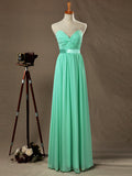 Sheath / Column Strapless Sweetheart Floor Length Chiffon Bridesmaid Dress with Satin Belt