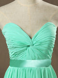 Sheath / Column Strapless Sweetheart Floor Length Chiffon Bridesmaid Dress with Satin Belt