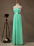Sheath / Column Strapless Sweetheart Floor Length Chiffon Bridesmaid Dress with Satin Belt