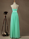 Sheath / Column Strapless Sweetheart Floor Length Chiffon Bridesmaid Dress with Satin Belt