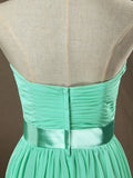 Sheath / Column Strapless Sweetheart Floor Length Chiffon Bridesmaid Dress with Satin Belt