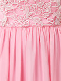 A-Line/Princess Bridesmaid Dress Chiffon Match Lace Scoop Neck Cap Sleeves