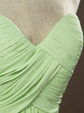 Sage Strapless Sweetheart Floor length Bridesmaid Dress with Criss Cross Ruching Pleats