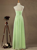 Sage Strapless Sweetheart Floor length Bridesmaid Dress with Criss Cross Ruching Pleats